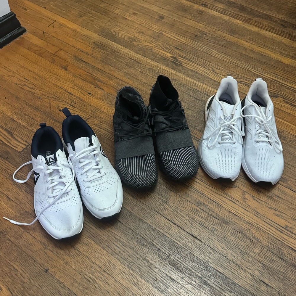 3 size 12 shoes adidas Nike and Reebok